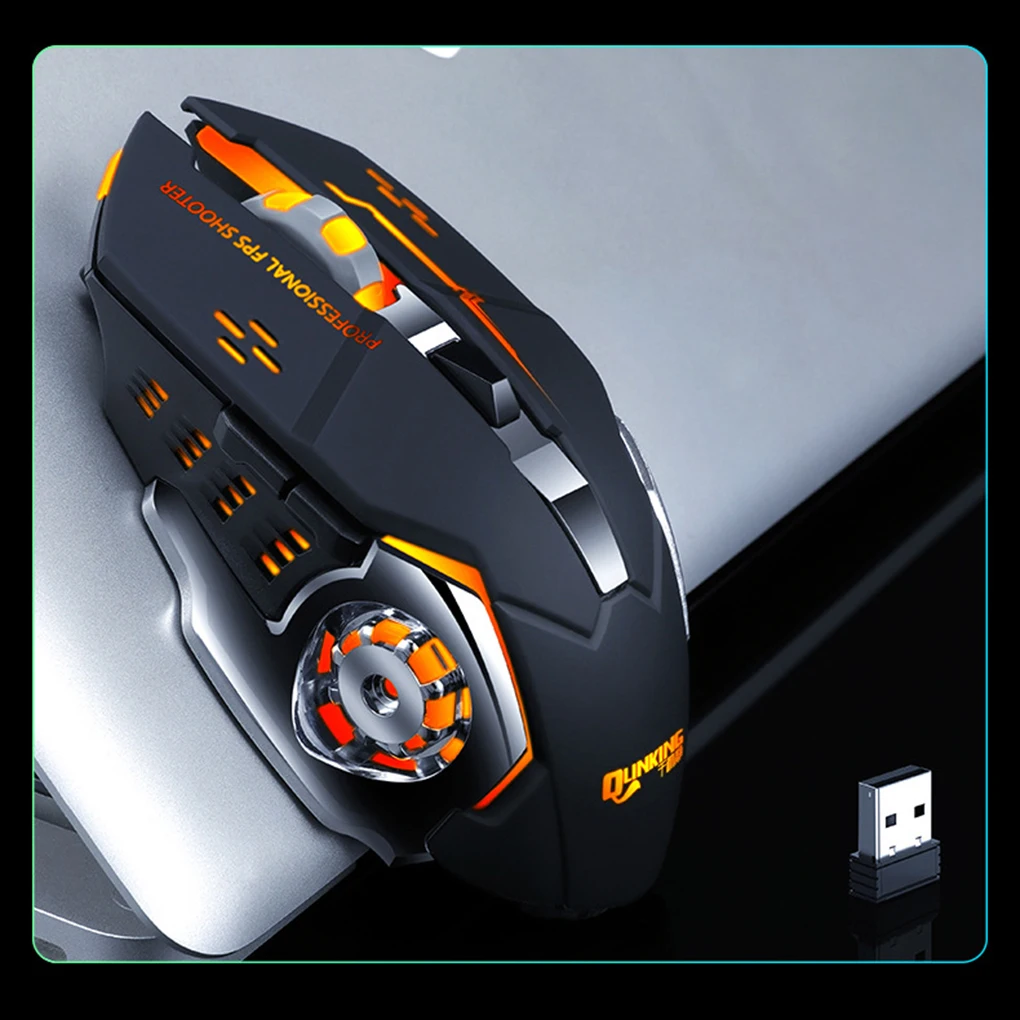 Новая беспроводная мышь 7 цветов дыхательный свет перезаряжаемый настольный компьютер ноутбук 2,4G 6 кнопок игровая мышь
