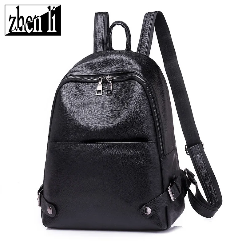 

2019 New Style PU Leather Solid Color Korean-style Black Backpack Bag Simple Popular Women's Small Bag Cross Border Direct Suppl