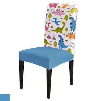 

6/8piece Lovely Dinosaur Cartoon Print Chair Cover Dining Elastic Chair Covers Spandex Stretch Elastic Anti-dirty Removable