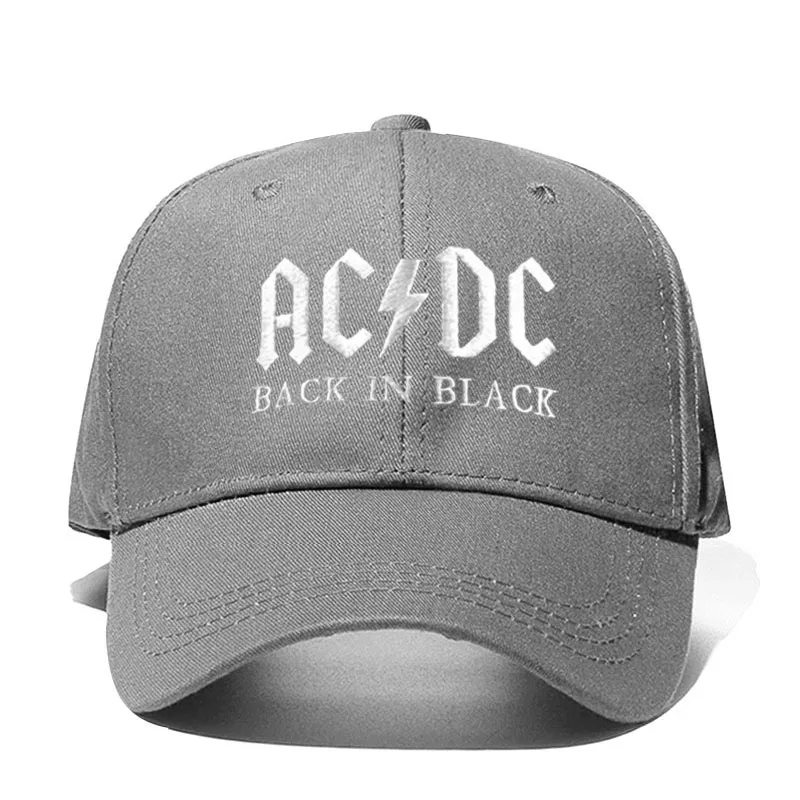 Новинка, бейсболка с полосами AC/DC, кепка в стиле рок, хип-хоп, Мужская бейсболка acdc, Кепка с вышитыми буквами, Повседневная шляпа для диджея, рок, папы, Прямая поставка - Цвет: grey black