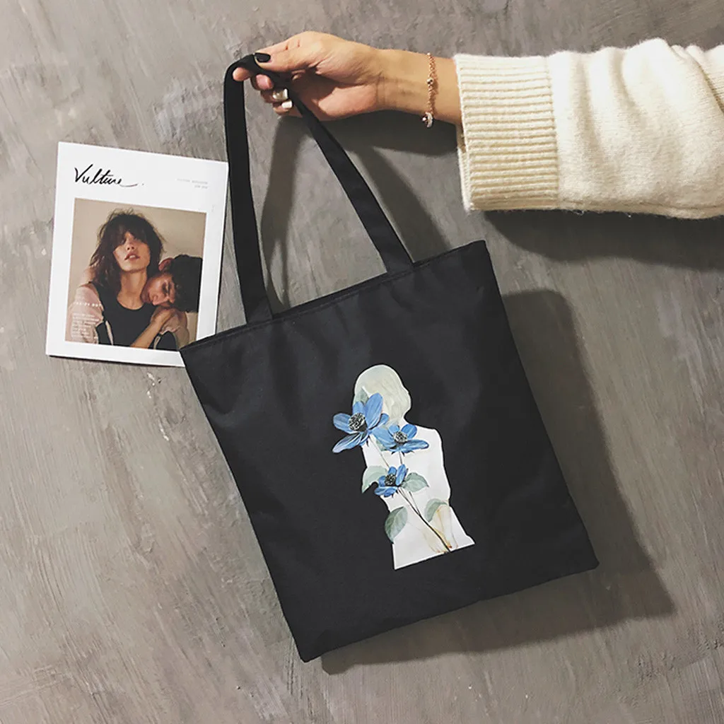 Многоразовая сумка для покупок, модная женская Холщовая Сумка-тоут, Эко сумка с принтом, мультяшная сумка bolsa de compras, сумка-шоппер, сумки на плечо# F