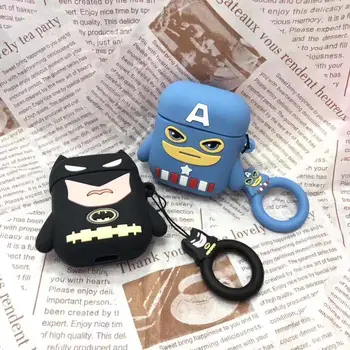 

For Airpods Earphone Protective New Anime cute 3D Captain America +ring Bluetooth wireless headset set soft cover anti-drop case