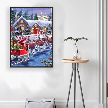 

5D DIY Diamond Painting Winter Cottage Full Round 5D Diy Diamond Embroidery Painting Diamond Christmas Gift