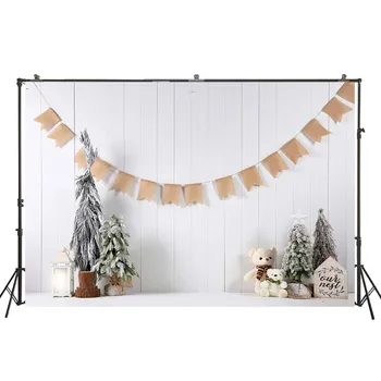 

HUAYI Simple Brown Banners Wonderful Christmas Trees Decor Photography For Taking Photo Of Christmas Day Prop Banners W-4325