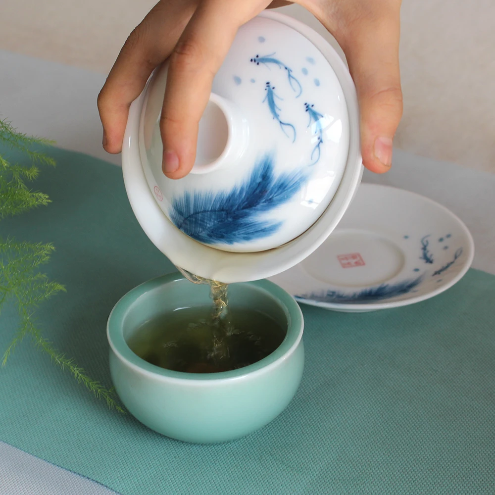 Китайский чайный сервиз Gaiwan ручной росписи керамический китайских традиций