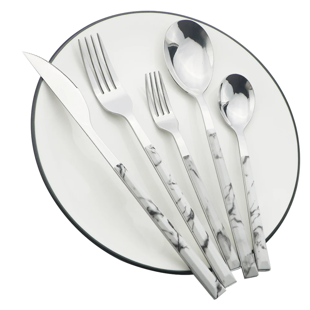 Cutlery Set Imitation Wood Handle Stainless Steel Western Tableware Set 6/12/20/24/30Pcs Kitchen Knife Fork Spoon
