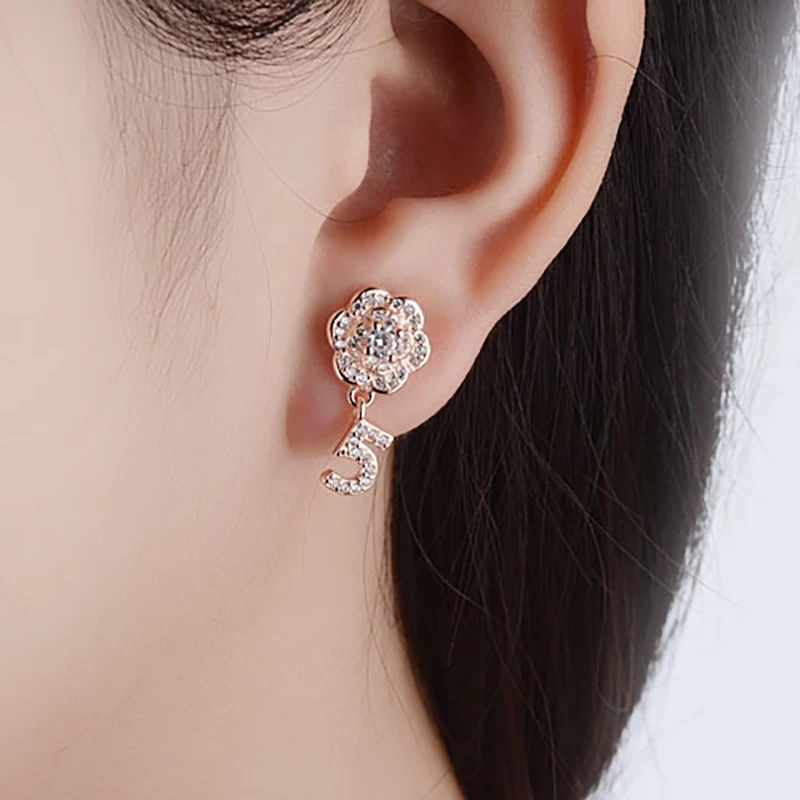 Полностью хрустальные серьги подвески в виде букв камелии 5 для женщин маленькие