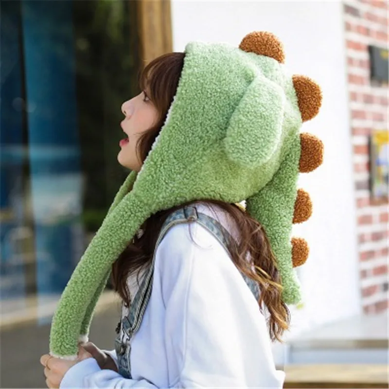 Dinosaur Beanie Hat Female Winter Funny 