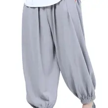 Зимние теплые хлопковые и льняные брюки для медитации буддизм дзен штаны шаолин монах Кунг блумеры для кунг-фу черный/красный/серый