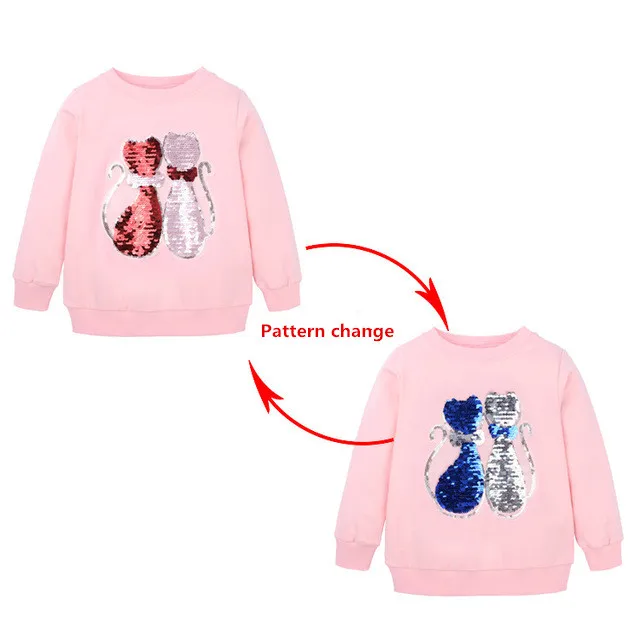 Sudaderas de lentejuelas mágicas reversibles para niños y niñas, Top manga larga, sudadera para niños 2022 - Madre
