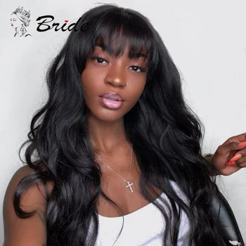 

BRIDE Long Water Wave Wig With Bangs For Women Adjustable Elasticity Natural Black Wig Synthetic Wig Female Cosplay Lolita Wig