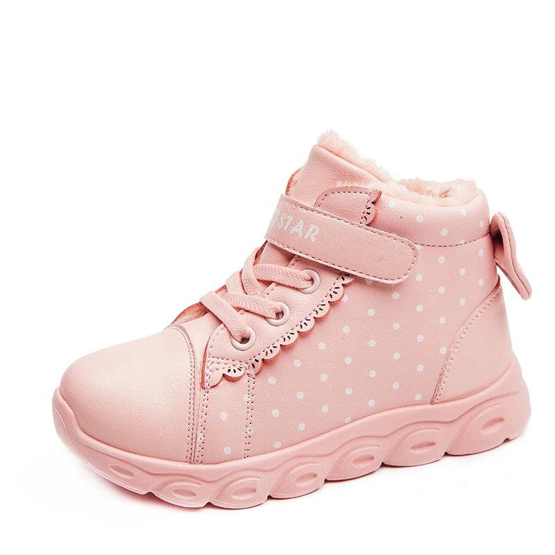 Зимние детские ботинки брендовые теплые кожаные кроссовки для девочек модная обувь детская повседневная обувь плюшевая нескользящая спортивная обувь