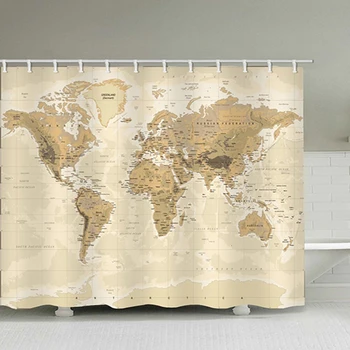 

Waterproof World Map Shower Curtain For Bathroom Bath Curtains Extra Long 180*200 Cm 3D Blackout Shower Curtain