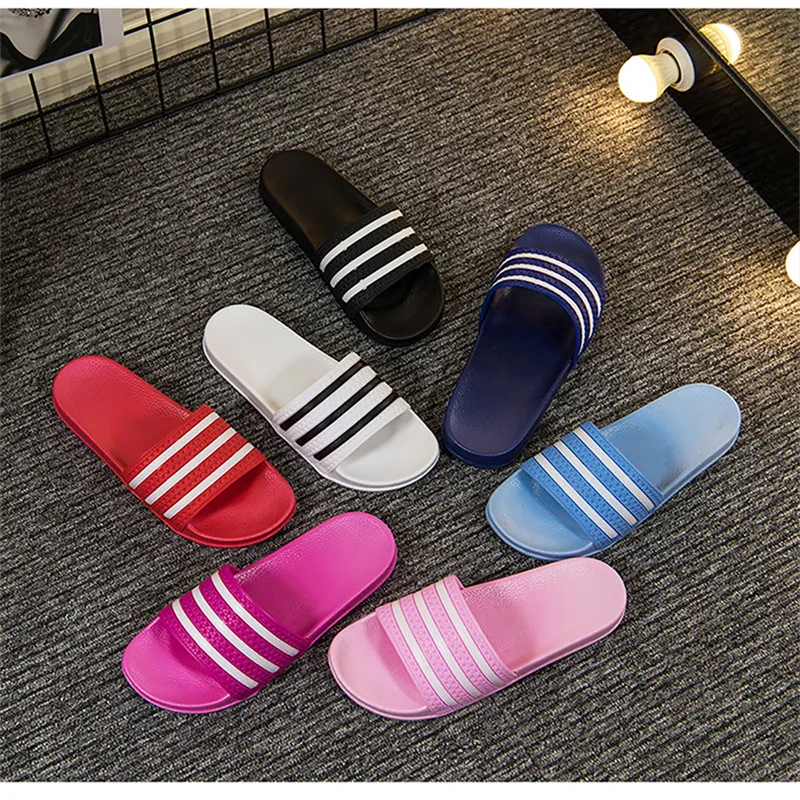 black and white striped slippers