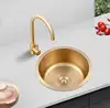 Sink Nikcel Gold Stainless Steel kitchen Sink bar counter mini small Round sink 304 embedded single tank under counter STG304 3