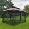 13x10Ft Outdoor Patio Canopy Gazebo Tent W/Ventilated Double Roof&Mosquito Net for Lawn Garden Backyard&Deck Brown/Gray[US-W] 1