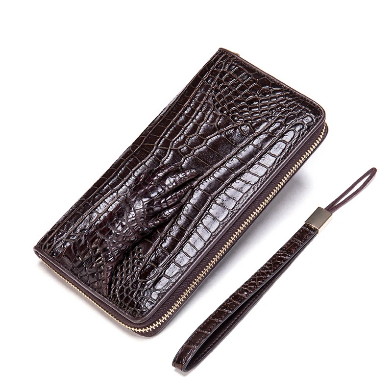 

Crocodile Genuine Leather Clutch Wallet Men Long Wallet Alligator Male Money Bag Travel Portomonee Purse With Cell Phone Pocket