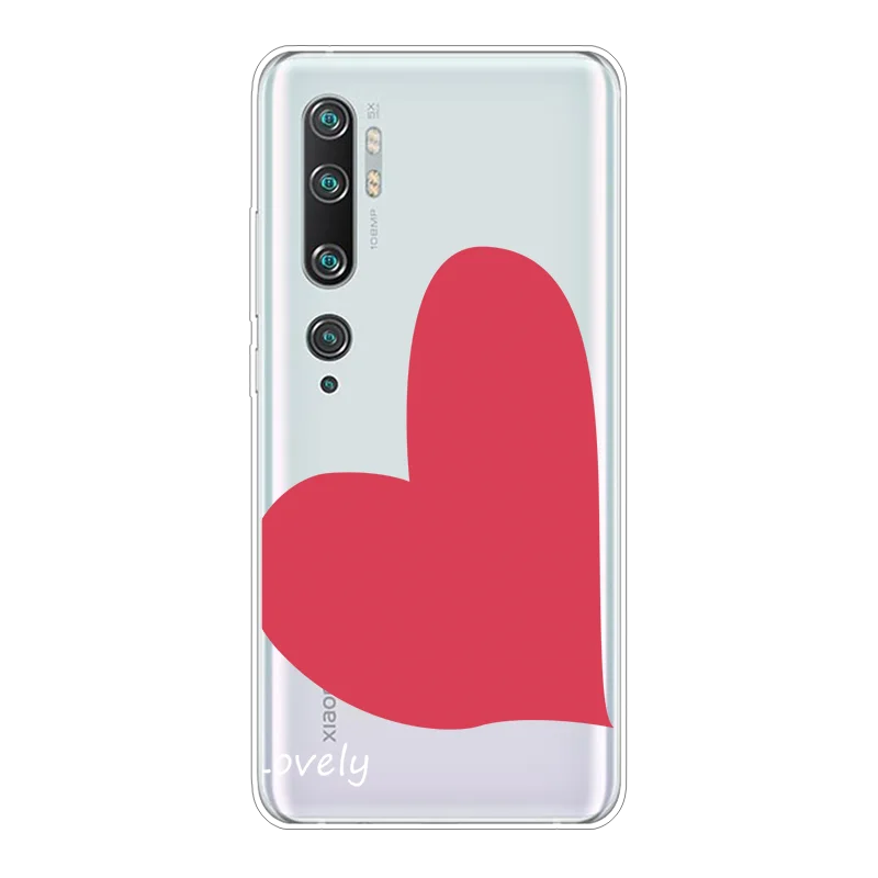 Чехол для Xiaomi Mi Note 10 с узором в виде влюбленных сердечек, мягкий силиконовый чехол из ТПУ, чехол для телефона для Xiaomi Mi Note 10, 6,47 дюйма, прозрачный - Цвет: xiehxin