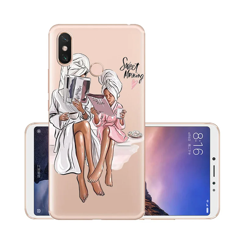 W130 Чехлы для Xiaomi Mi A3 Lite Note 3 5S Play CC9e CC9 Max 3 черные Популярные коричневые волосы для мамы и дочки queen Coque задняя крышка для телефона - Цвет: W130