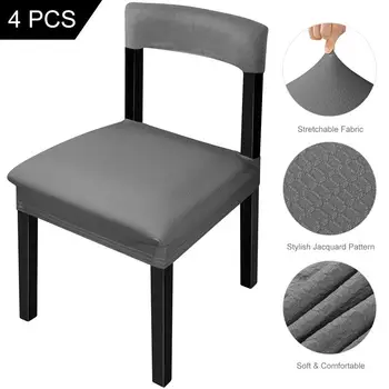 

4PCS Stretch Chair Seat Covers Chair Protector Splashproof Removable Dining Chair Covers with Elastic Band for Most Chairs