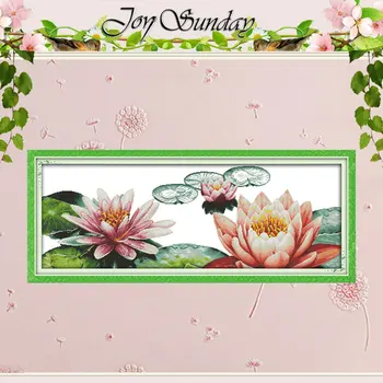 

Lotus in Summer Patterns Counted Cross Stitch 11CT 14CT Cross Stitch Set Wholesale Flower Cross-stitch Kit Embroidery Needlework