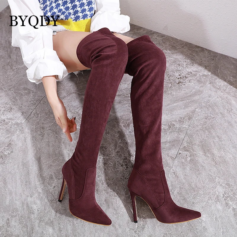 stretchy suede boots