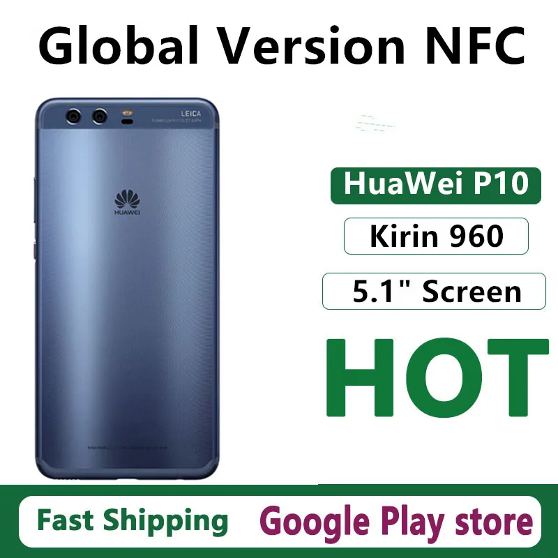 Global Version HuaWei P10 VTR-L29 Mobile Phone 5.1" Full Screen Kirin 960 20.0M+12.0MP+8.0MP Android 7.0 Fingerprint GPS NFC | Мобильные