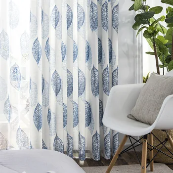 

New Type of Curtain with Falling Leaves and Printed Semi-shade Curtain Curtains for Bedroom Curtains for Living Room