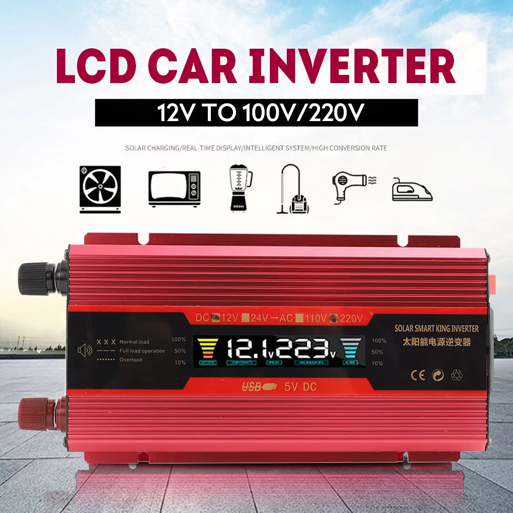 DC 12VTo AC 110 автомобильный Мощность инвертор защита от обратной защиты дома/Прогулки Мощность инвертор ЖК-дисплей Дисплей адаптер