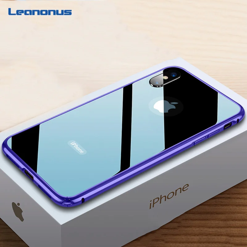 Ультратонкий чехол из закаленного стекла 9H для iPhone 7 8 Plus XS, металлический каркас, антидетонационный чехол для iPhone X XR XS Max 7 8 Plus Coque