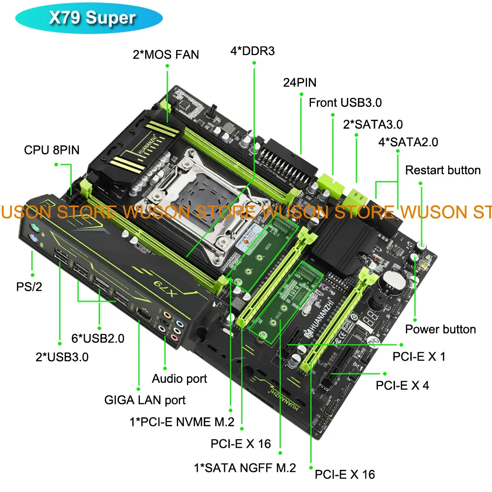 Материнская плата HUANANZHI X79 с двумя слотами M.2 набор ЦП Intel Xeon E5 2660 C2 4 канала ОЗУ
