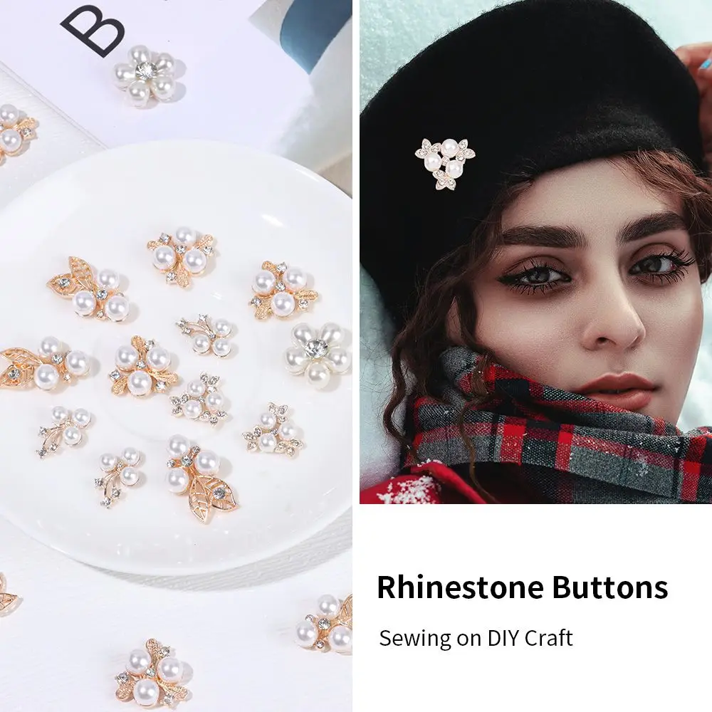 Rhinestone Buttons 10PCS Flower Decoration Clothes DIY Crafts Sewing  Accessories