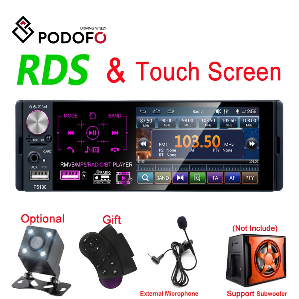 Podofo RDS Car Radios 4.1" Touch Screen Multimedia MP5 Player Auto Stereo Radio Bluetooth Support Micophone and Rear View Camera|Car Radios| - AliExpress