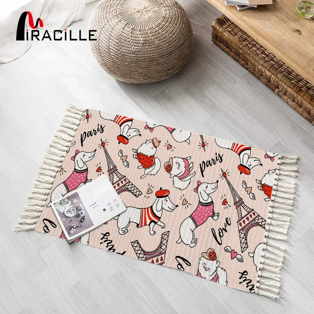 Длинный ковер Miracille с кисточками милый щенок напольная защита принтом детские