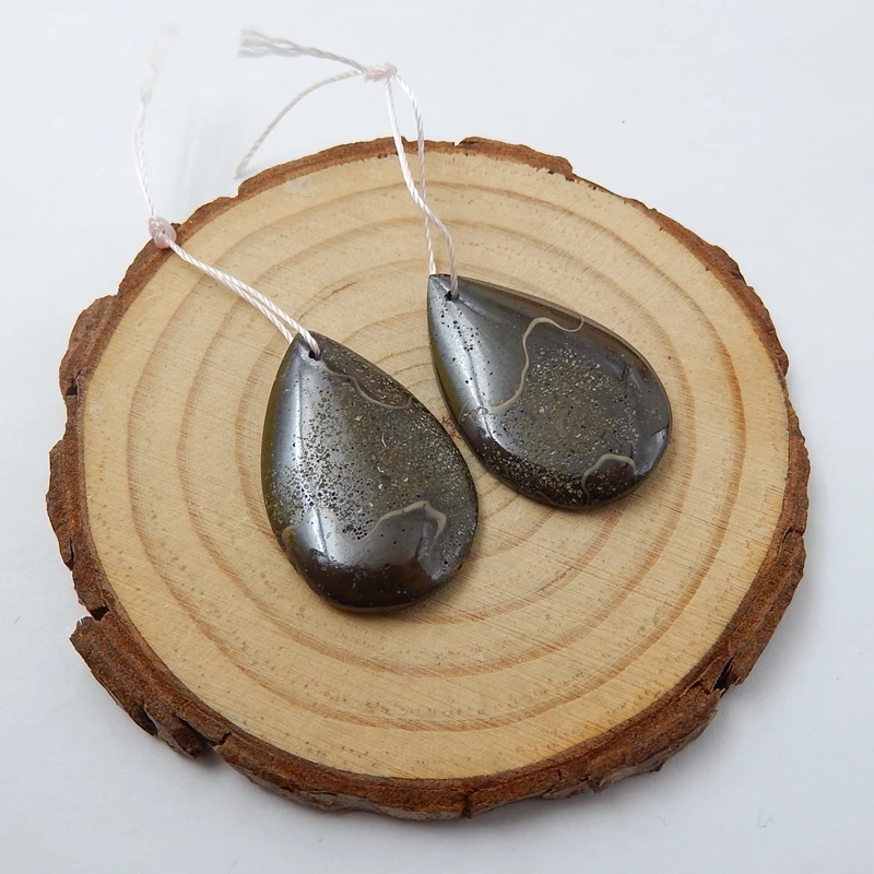 Натуральный камень серьги-капли аммонит яшма серьги 27*17*4 мм 7,0 г ювелирные изделия в форме груши полудрагоценные камни