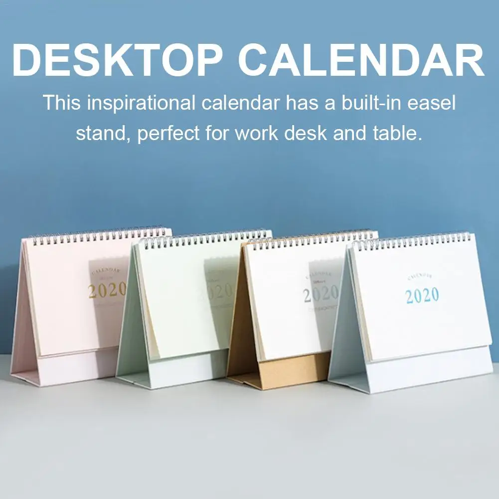 

2020 Desktop Calendar, Double Sided Gold Wire Binding Calendar With Sturdy Stand From October 2019 To December 2020