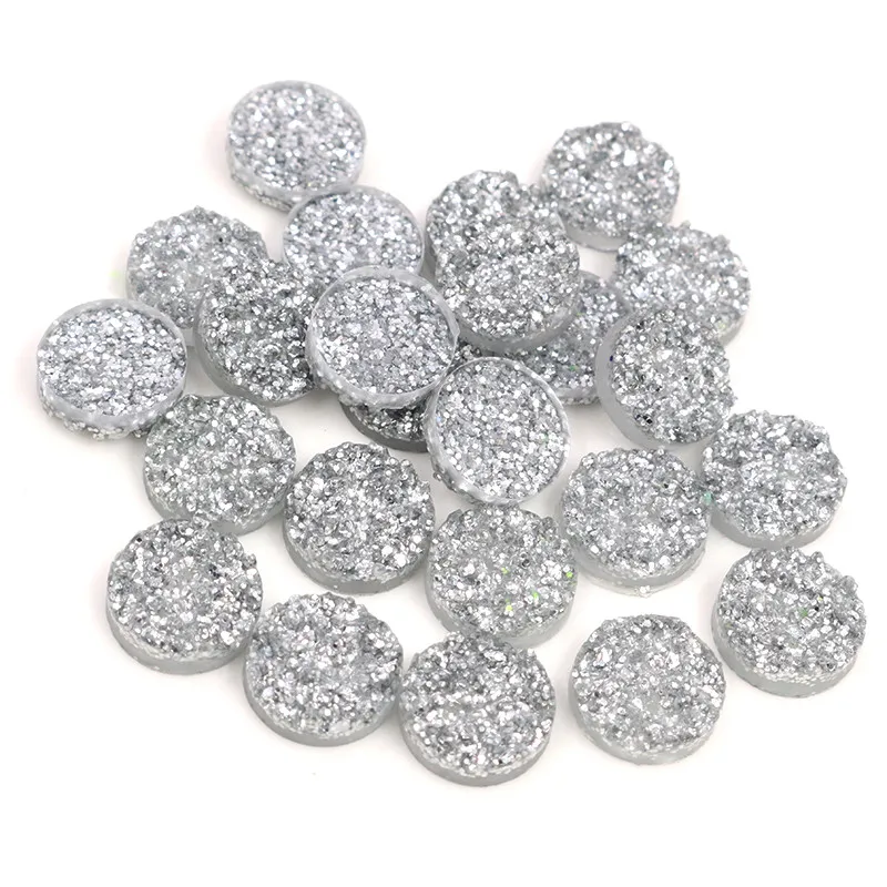 thumbnail image 1 of Nuevos cabujones de resina con parte posterior plana de estilo mineral natural Druzy de 8 mm, 10 mm, 12 mm, 40 piezas para pulseras, pendientes, accesorios para hacer joyas DIY, 1 of 5