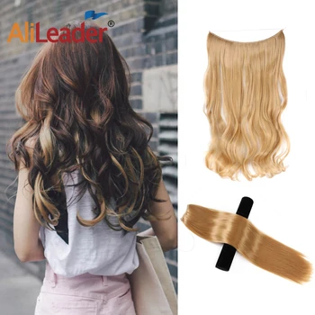 

Alieader Waving Fish Line Hair No Clips Synthetic Wave Secret Fish Line Hair Extensions Ombre Waving Hair Extensions Natural