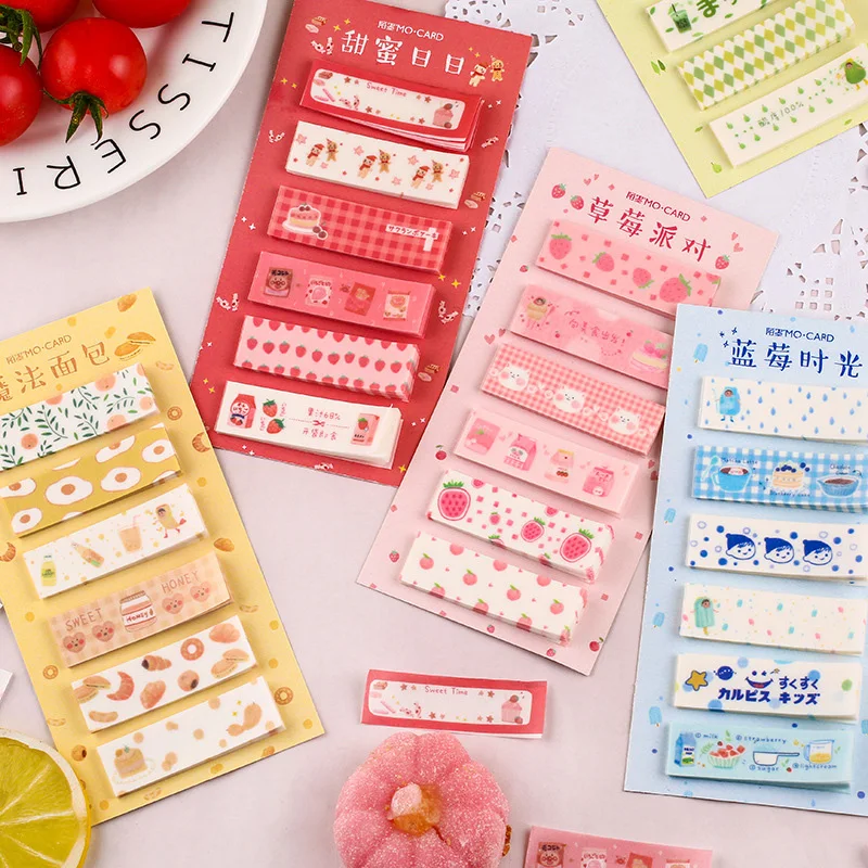 Washi Paper Food Sticky Note Self Adhesive Index Stickers Colorful Food Memo Pads 18pcs/lot