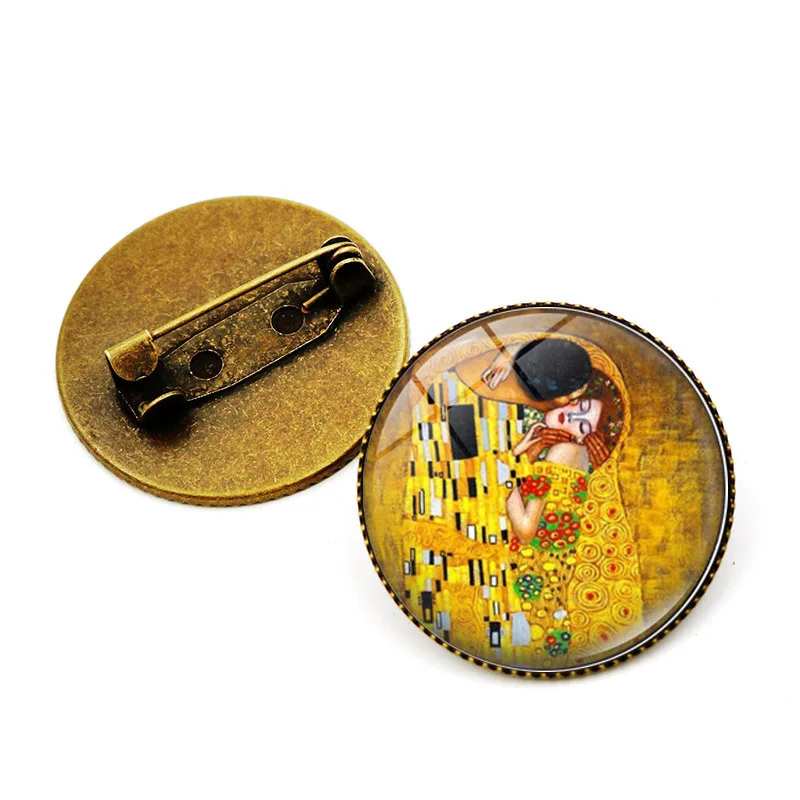Gustav Климт брошь с изображением губ ювелирные изделия с бронзовым цветом стекла кабошон Климт поцелуй узор брошь на булавке винтажная Броши подарок