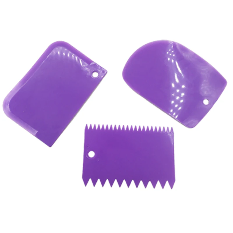 purple 3 шт./компл. Красочные Многофункциональный Пластик для помадки, пирога, печенья Резак Масло скребок тесто резак Кухня формы для выпечки Инструменты - Цвет: purple