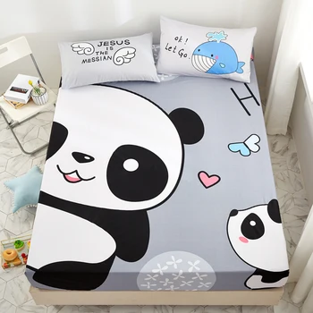 

Slowdream 1piece Fitted Sheet 100% Cotton Panda Mattress Cover Child Adult Bedding Corners Bedclothes Rubber Sheet Double Size