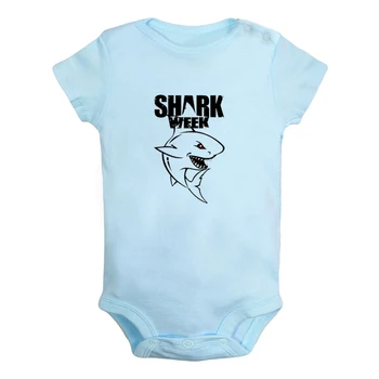 

Shark Week I Survived It Week Here's Shark Ferocious Shark Design Newborn Baby Outfits Jumpsuit Printing Infant Bodysuit Clothes