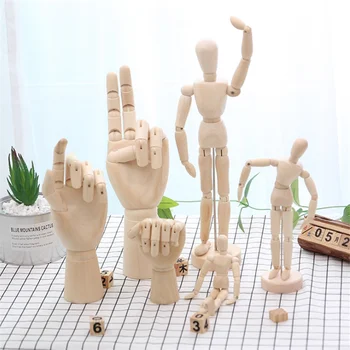 

Wooden Joint Man Home Decoration Accessories Wood Hand Model Decoration Office Desktop Doll Ornament Decoracion Hogar Moderno
