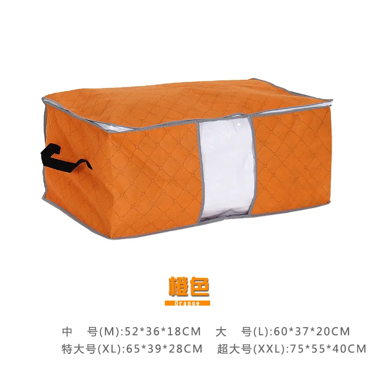 orange Нетканый Портативный Мешок Для Хранения Одежды Органайзер складной органайзер для шкафа для подушки одеяло постельные принадлежности - Цвет: orange