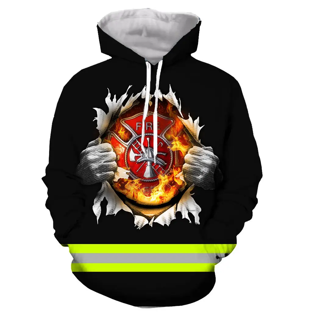 

Brave firefighter 3D print hoodies men women fashion sweatshirts hip hop casual tops