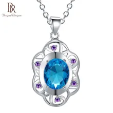 Модное женское ожерелье Bague Ringen с аквамариновым камнем, серебряные ювелирные изделия 925, украшение на шею, вечерние украшения для банкета, подарок
