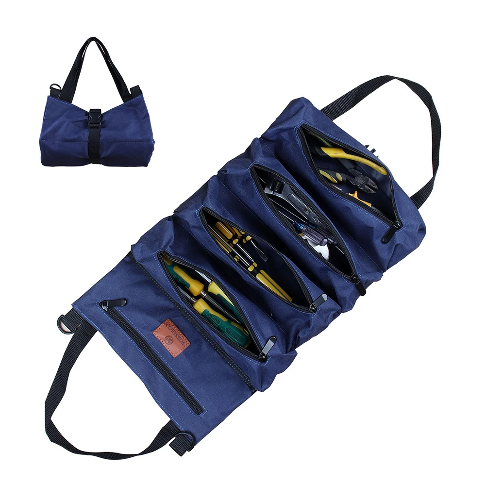 rolling tool chest 2021 Hot Sale Roll Tool Roll Multi-purpose Tool Roll Up Bag Wrench Roll Pouch Hanging Tool Zipper Carrier Tote for Riding wooden tool chest