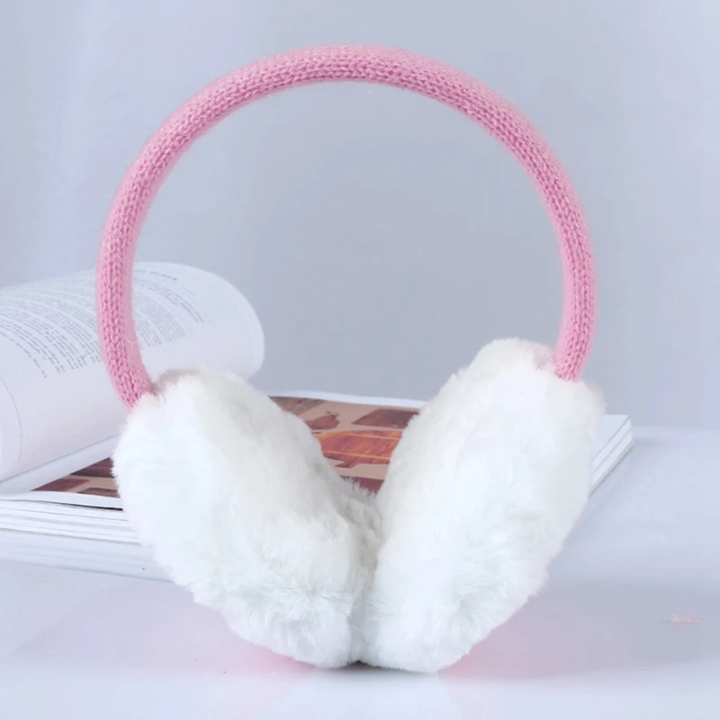 1 piece adjustable Christmas wool stitching plush warm earmuffs snowflake fawn pattern knit faux fur warm headphone headdress
