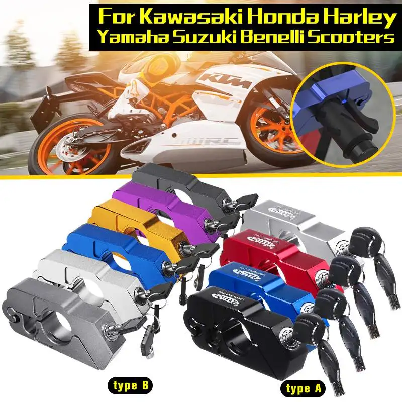 

Universal Motorcycle Grip Lock CNC Security Safety Locks Handlebar Brake Lever Disc Locking Scooter ATV Dirt Street Bikes